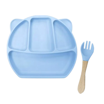 Silicone suction divider plate and fork sets VARIOUS COLOURS